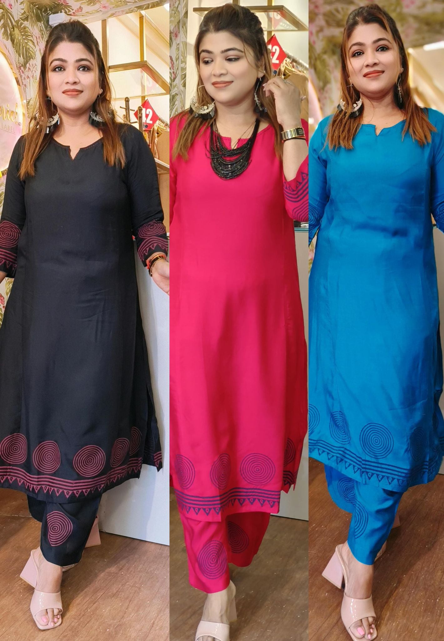 3/4th Sleeve Regular Stitched K-3552 Rayon Kurtis, Technics : Handloom,  Knitted Type : Machine Made at Rs 250 / Set in Thane